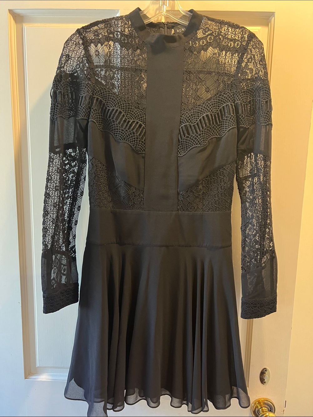 Black Lace Long-Sleeve Fit & Flare Dress